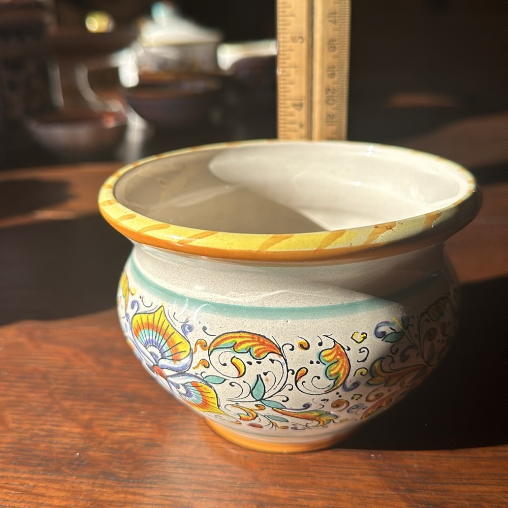 Meridiana Ceramache small artisan hand painted kitchen storage container Italy - Picture 4 of 14